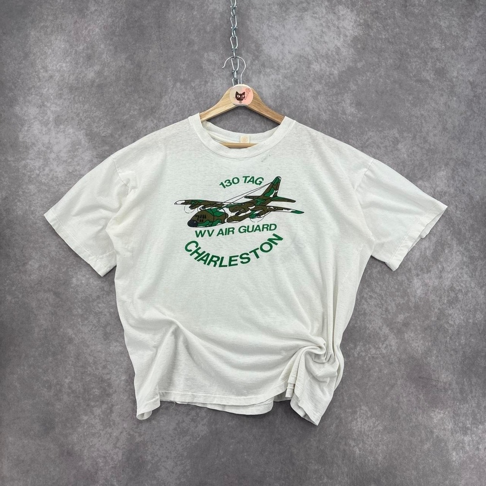 Vintage 90s Charleston Air Guard Summer Tour Graphic Single Stitch Tee Size XXL